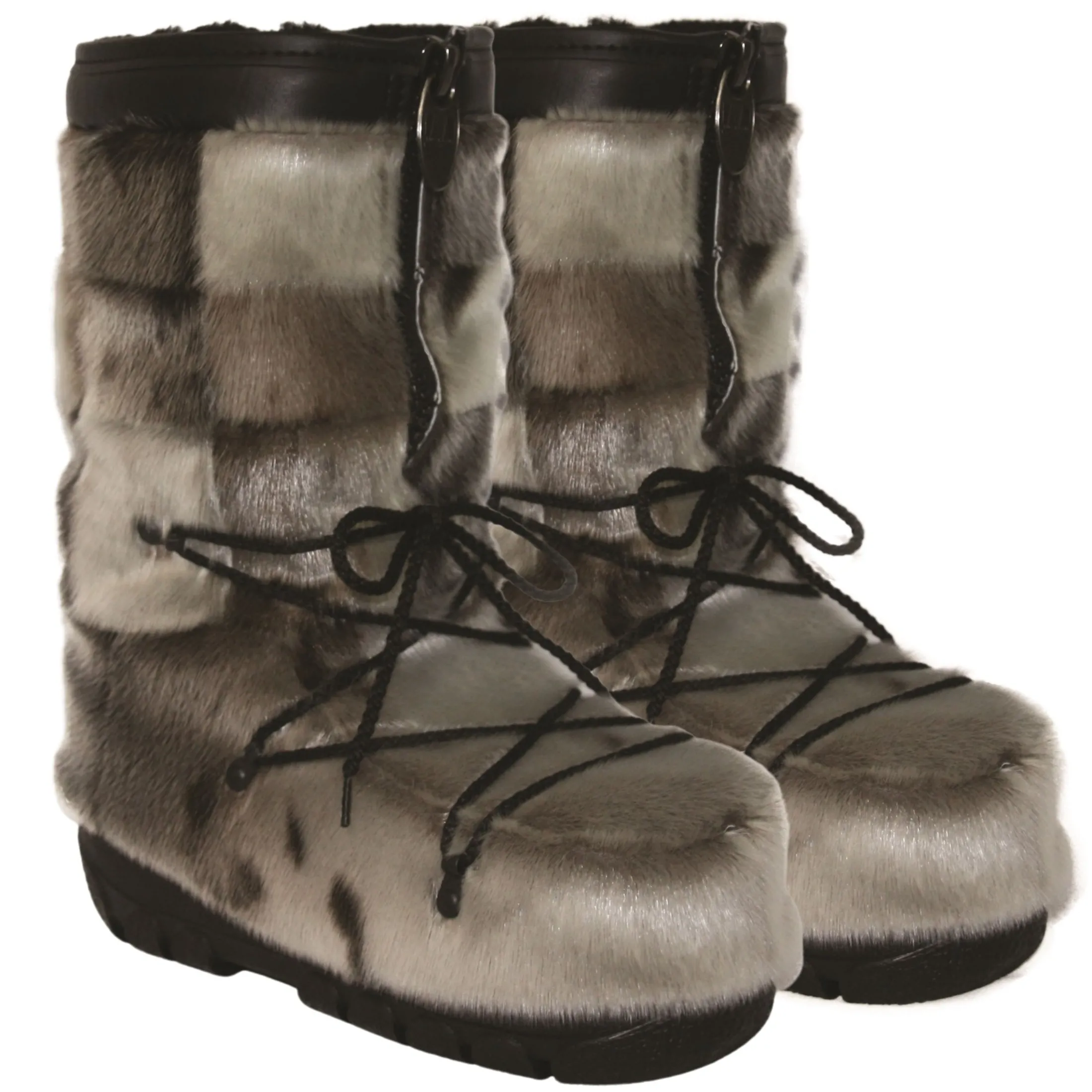 checked style Seal fur boots - Men's