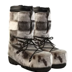 Checked style Seal fur boots - Women's