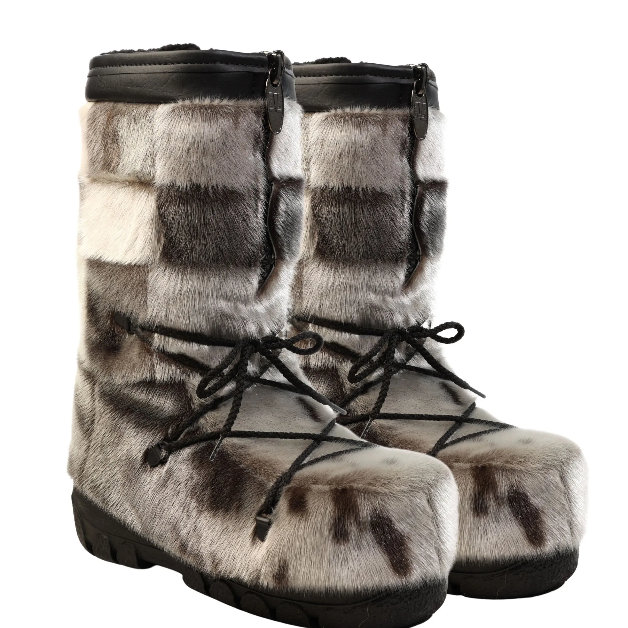 Checked style Seal fur boots - Women's