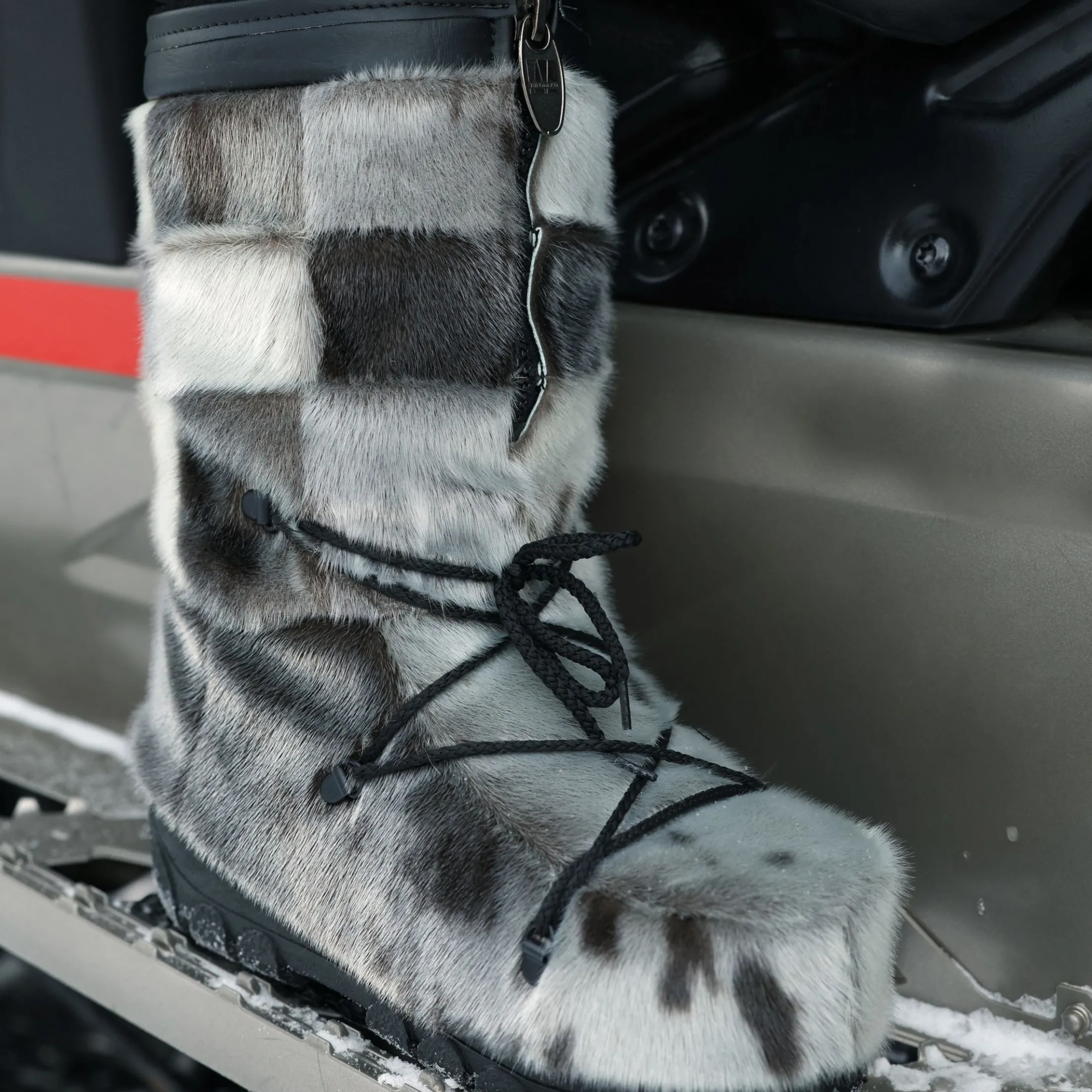 Checked style Seal fur boots - Women's